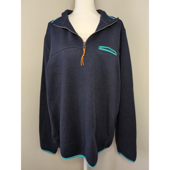 XXL Sperry navy blue quarter zip sweater ribbed knit pullover - Picture 1 of 7